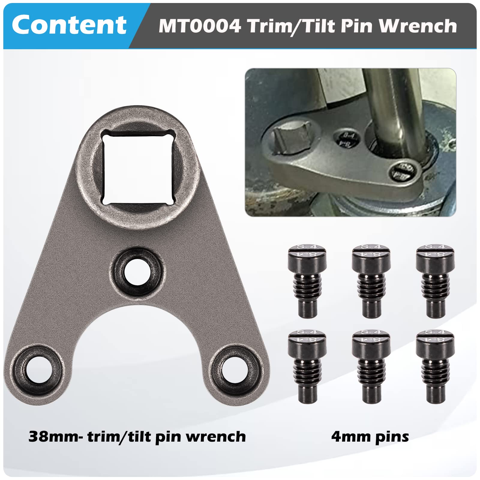 さー Outboard Trim/Tilt Pin Wrench MT0004-38mm x 4mm, Remove